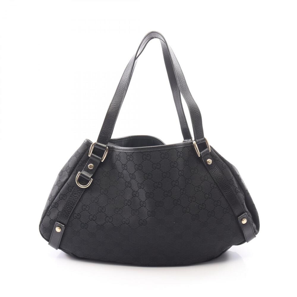 Gucci Abbey GG Canvas Leather Shoulder Bag Black